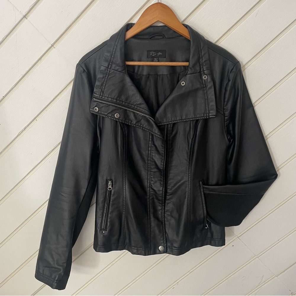 RD Style faux leather moto jacket, SZ L, Free Shipping